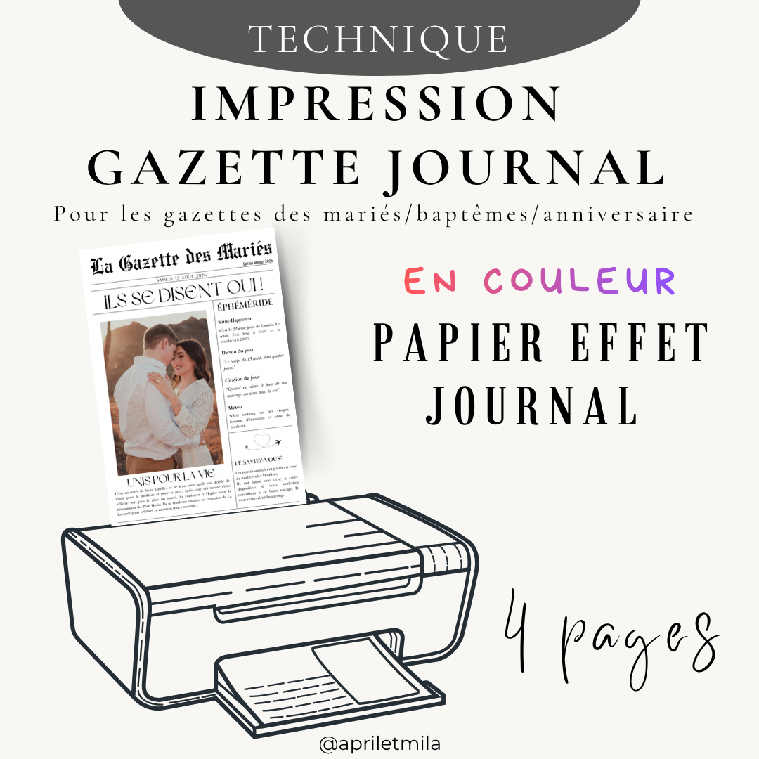 Impression gazette  sur papier effet journal en couleur