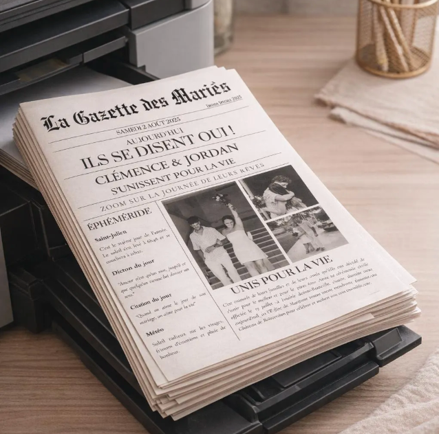 Impression gazette sur papier effet journal noir et blanc