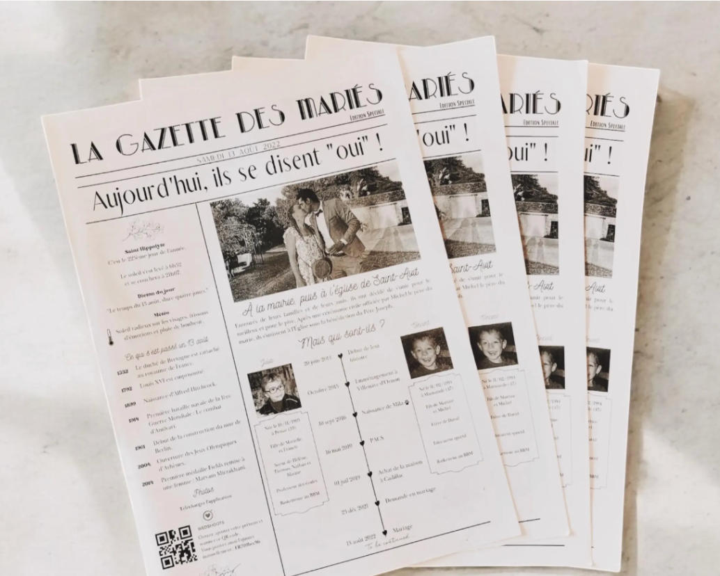 Impression gazette sur papier effet journal noir et blanc